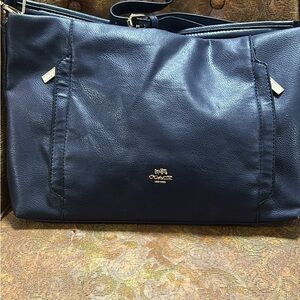Coach Blue Leather Shoulder Bag with Gold Accents